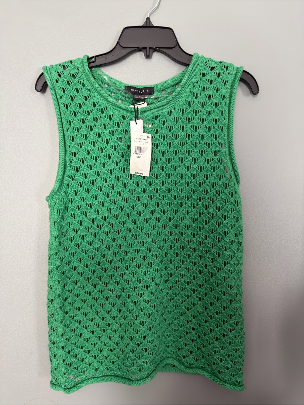 Sanctuary Bright Green Crochet Sleeveless Tank